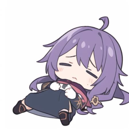 00000-3873704632-A cute emoji, game icon, game icon institute, A girl, White background, Tired, Purple hair, Collapse, Faint,.png